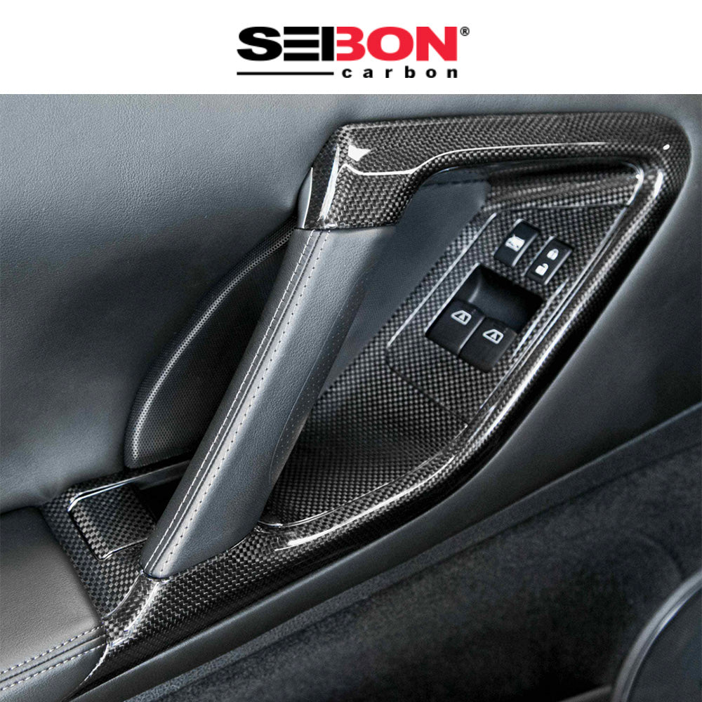 2009-2016年式 日産 GT-R用 セイボンカーボン カーボンファイバー 内装ドアトリム１２ピースセット Seibon Carbon Carbon Fiber Interior Door Trim Set For 2009-2016 Nissan GT-R - 12 Pcs *Set Includes: Door Handle Cover (2), Window Switch Panel Cover (6), Door Lever Surround (4) (送料無料)