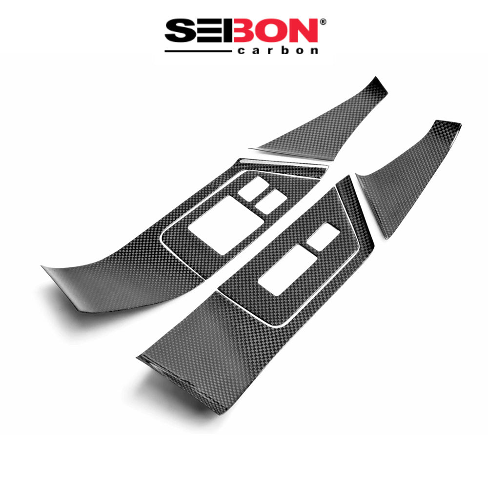 2009-2016年式 日産 GT-R用 セイボンカーボン カーボンファイバー 内装ドアトリム１２ピースセット Seibon Carbon Carbon Fiber Interior Door Trim Set For 2009-2016 Nissan GT-R - 12 Pcs *Set Includes: Door Handle Cover (2), Window Switch Panel Cover (6), Door Lever Surround (4) (送料無料)
