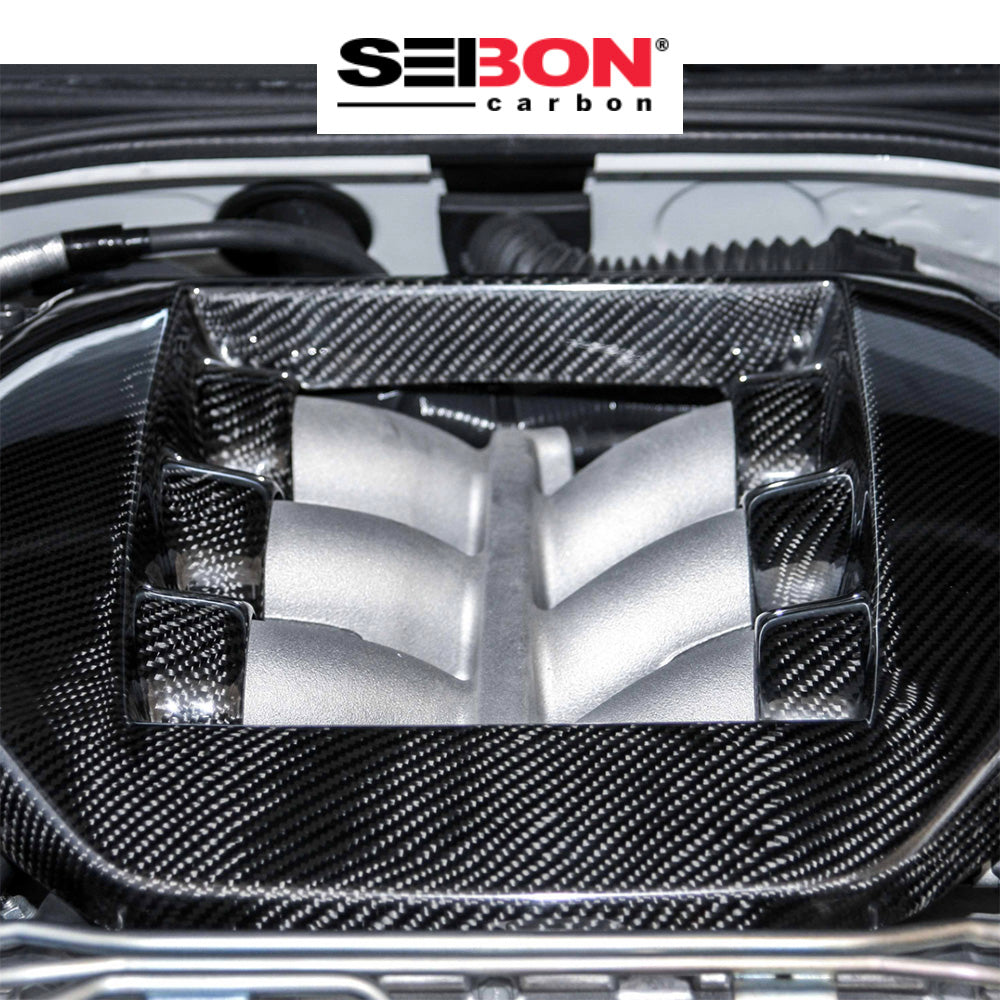 2009-2024年式 日産 GT-R用 セイボンカーボン  純正スタイルのカーボンファイバー製エンジンカバー Seibon Carbon OEM-Style Carbon Fiber Engine Cover For 2009-2024 Nissan GT-R (送料無料)