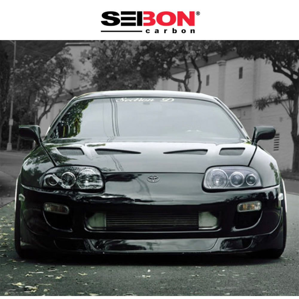 1993-1998年式 トヨタ スープラ用 セイボンカーボン TRスタイル カーボンファイバー製ボンネット　Seibon Carbon TR-Style Carbon Fiber Hood For 1993-1998 Toyota Supra (消費税、送料込み)