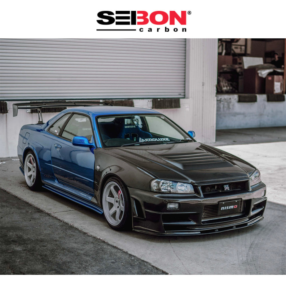 1999-2002年式日産スカイライン Ｒ３４用 セイボンカーボン DSスタイル カーボンファイバー製ボンネット　Seibon Carbon DS-Style Carbon Fiber Hood For 1999-2001 Nissan Skyline R34 GT-R (消費税、送料込み)