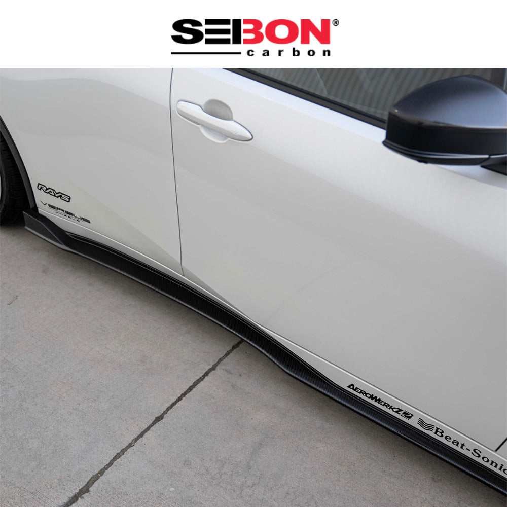 2023-2025年式トヨタ プリウス(Toyota Prius)用 セイボンカーボン MBスタイル カーボンファイバー製サイドスカートセット　Seibon Carbon MB-Style Carbon Fiber Side Skirts For 2023-2025 Toyota Prius / Prius Prime (消費税、送料込み)