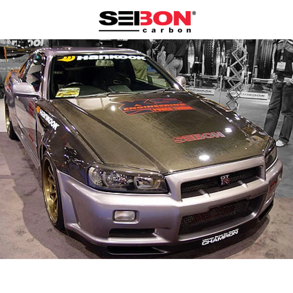 1999-2001年式日産スカイライン Ｒ３４用 セイボンカーボン 純正スタイル カーボンファイバー製ボンネット　Seibon Carbon OEM-Style Carbon Fiber Hood For 1999-2001 Nissan Skyline R34 GT-R (消費税、送料込み)