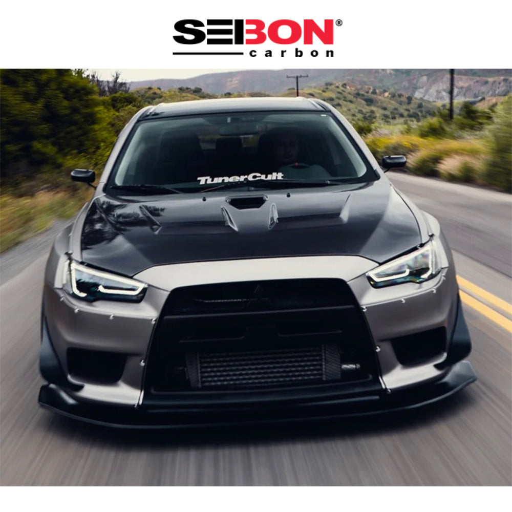 2008-2015年式 三菱 ランサー エボリューション Ⅹ用 セイボンカーボン 純正スタイル カーボンファイバー製ボンネット　Seibon Carbon DV-Style Carbon Fiber Hood For 2008-2015 Mitsubishi Lancer EVO X (消費税、送料込み)