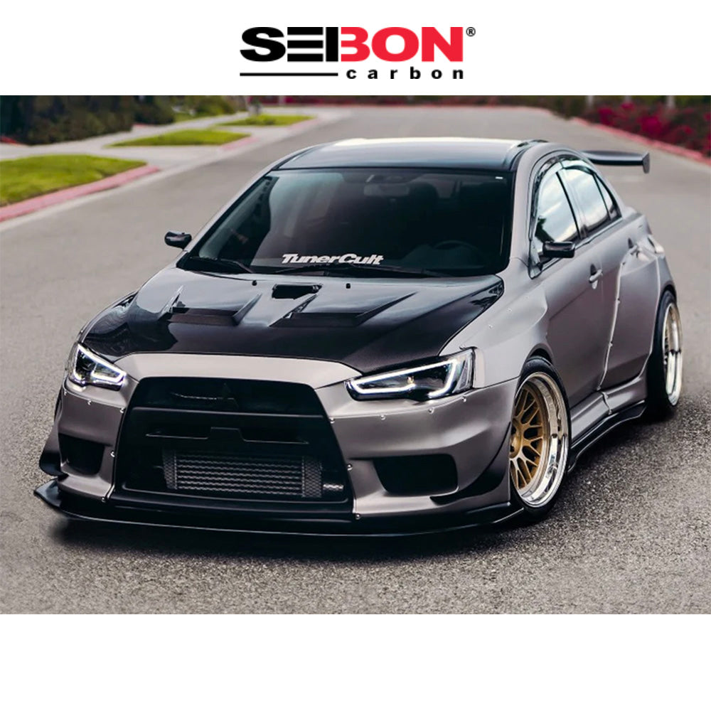 2008-2015年式 三菱 ランサー エボリューション Ⅹ用 セイボンカーボン 純正スタイル カーボンファイバー製ボンネット　Seibon Carbon DV-Style Carbon Fiber Hood For 2008-2015 Mitsubishi Lancer EVO X (消費税、送料込み)