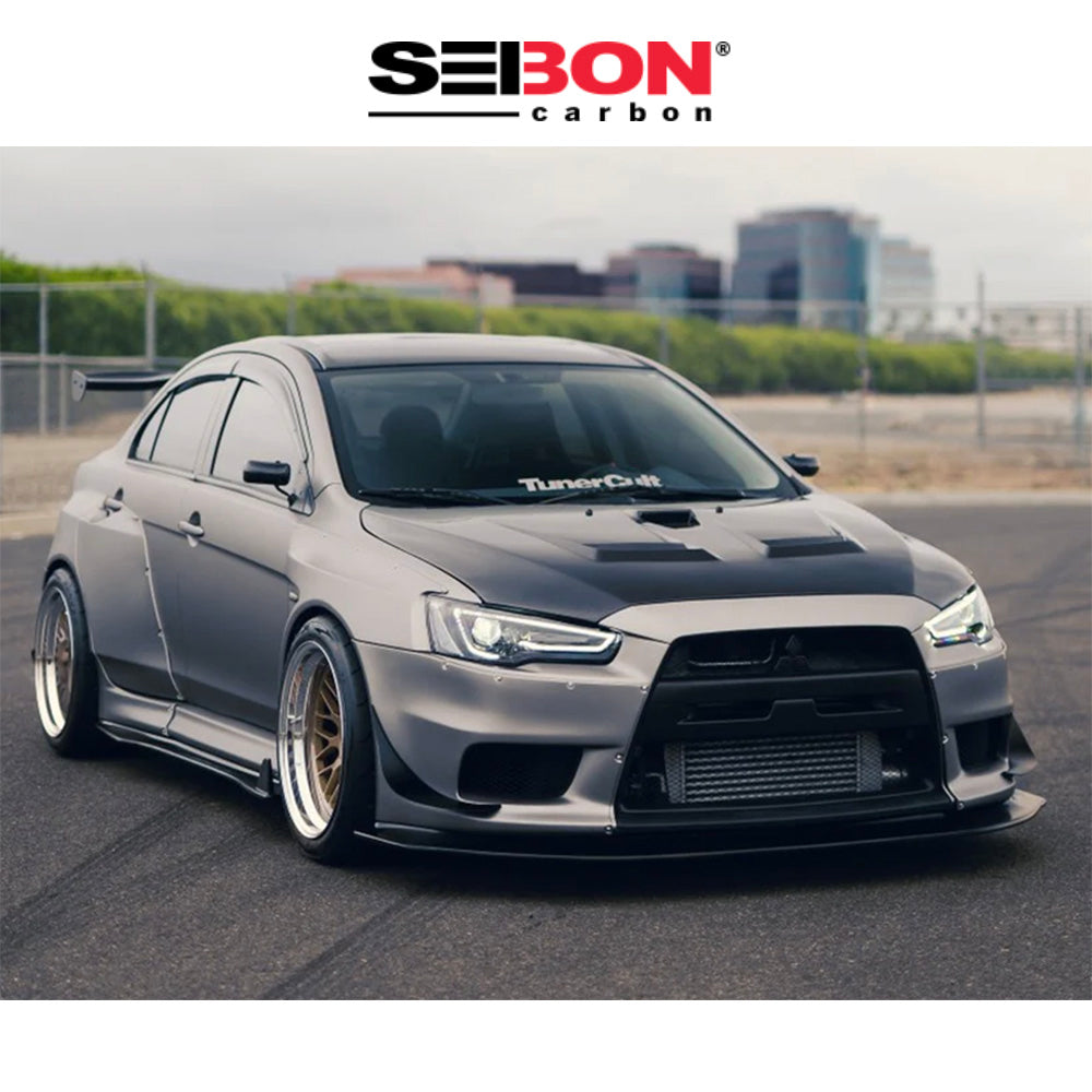 2008-2015年式 三菱 ランサー エボリューション Ⅹ用 セイボンカーボン 純正スタイル カーボンファイバー製ボンネット　Seibon Carbon DV-Style Carbon Fiber Hood For 2008-2015 Mitsubishi Lancer EVO X (消費税、送料込み)