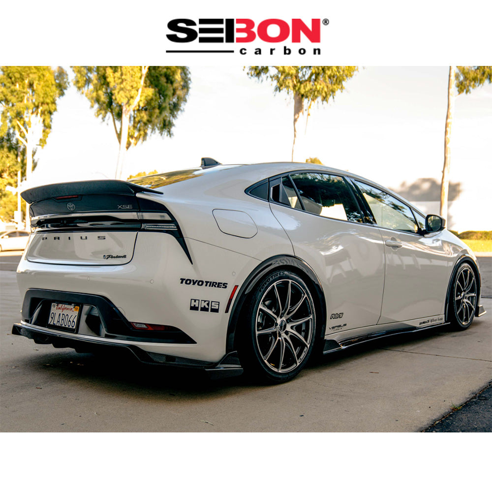 2023-2025年式トヨタ プリウス(Toyota Prius)用 セイボンカーボン カーボンファイバー製リアフェンダートリムセット　Seibon Carbon Carbon Fiber Rear Fender Trims For 2023-2025 Toyota Prius / Prius Prime (消費税、送料込み)