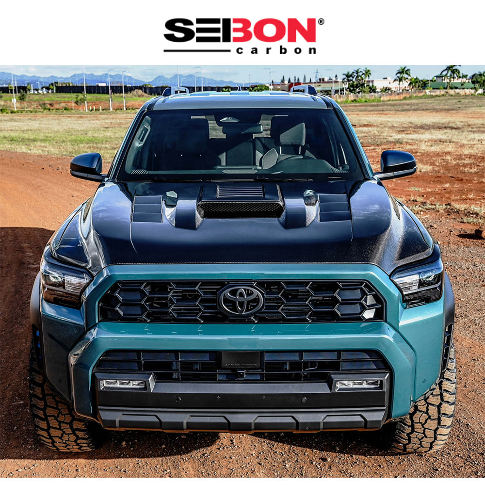 2024-2025年式 トヨタ タコマ用 セイボンカーボン カーボンファイバー TSスタイル ボンネット Seibon Carbon TS-Style Carbon Fiber Hood For 2024-2025 Toyota Tacoma / 2025 Toyota 4Runner (送料無料)