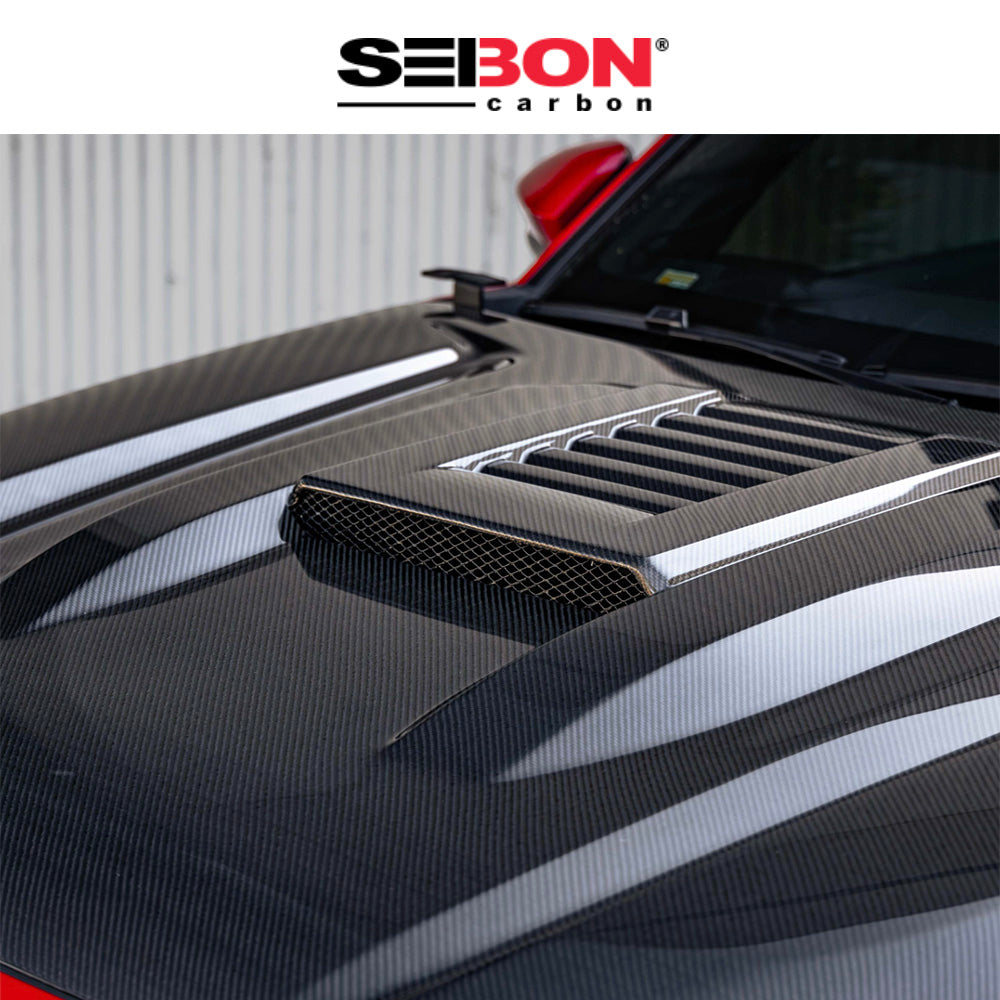 2024-2025年式 トヨタ タコマ用 セイボンカーボン カーボンファイバー TRスタイル ボンネット Seibon Carbon TR-Style Carbon Fiber Hood For 2024-2025 Toyota Tacoma / 2025 Toyota 4Runner (送料無料)