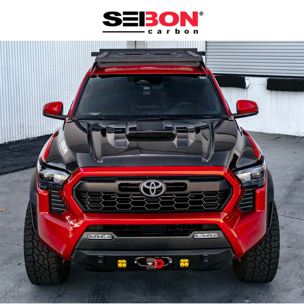 2024-2025年式 トヨタ タコマ用 セイボンカーボン カーボンファイバー TRスタイル ボンネット Seibon Carbon TR-Style Carbon Fiber Hood For 2024-2025 Toyota Tacoma / 2025 Toyota 4Runner (送料無料)