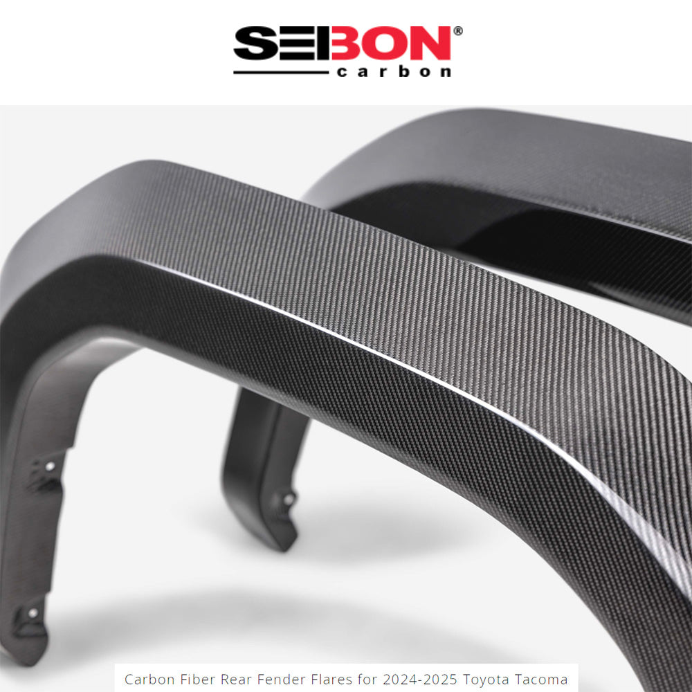 2024-2025年式 トヨタ タコマ用 セイボンカーボン カーボンファイバー リアフェンダーフレアセット Seibon Carbon Carbon Fiber Rear Fender Flares For 2024-2025 Toyota Tacoma (送料無料)