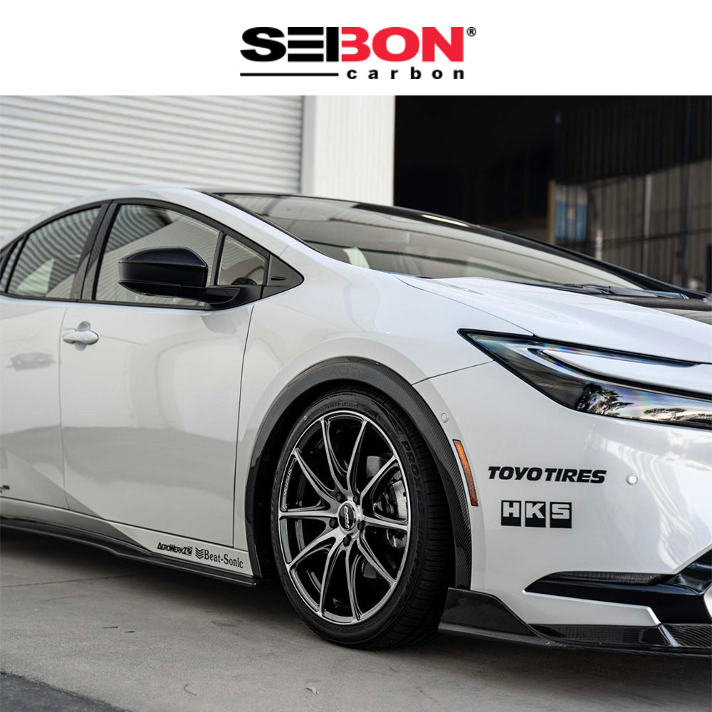 2023-2025年式トヨタ プリウス(Toyota Prius)用 セイボンカーボン カーボンファイバー製フロントフェンダートリムセット　Seibon Carbon Carbon Fiber Front Fender Trims For 2023-2025 Toyota Prius / Prius Prime (消費税、送料込み)