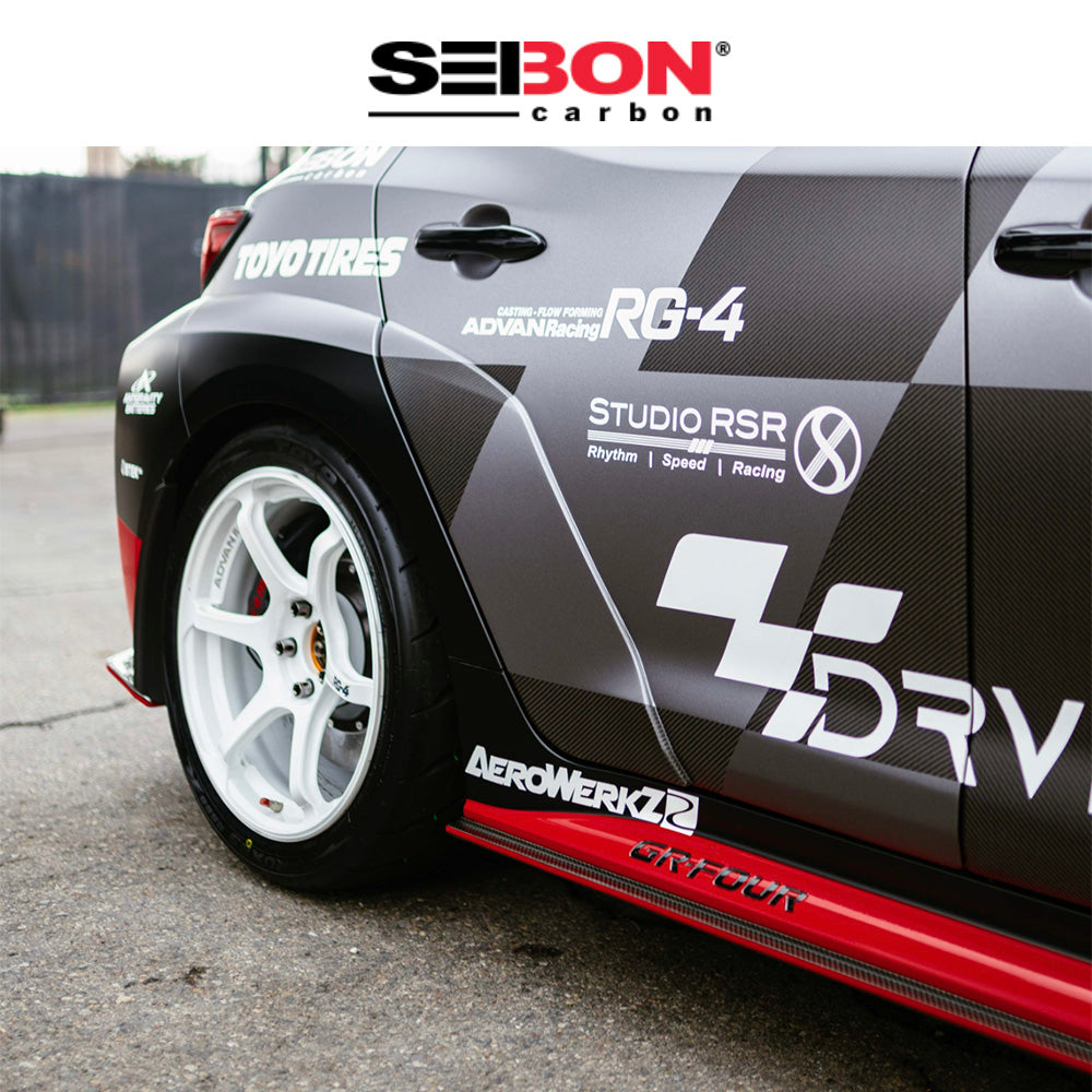 2023-2025年式トヨタ ＧＲカローラ用 セイボンカーボン MBスタイル カーボンファイバー製サイドスカートセット　Seibon Carbon MB-Style Carbon Fiber Side Skirts For 2023-2025 Toyota GR Corolla (消費税、送料込み)