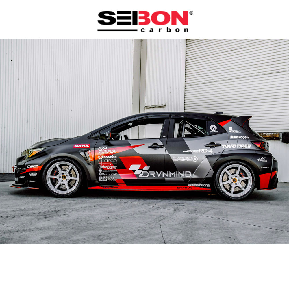 2023-2025年式トヨタ ＧＲカローラ用 セイボンカーボン MBスタイル カーボンファイバー製サイドスカートセット　Seibon Carbon MB-Style Carbon Fiber Side Skirts For 2023-2025 Toyota GR Corolla (消費税、送料込み)
