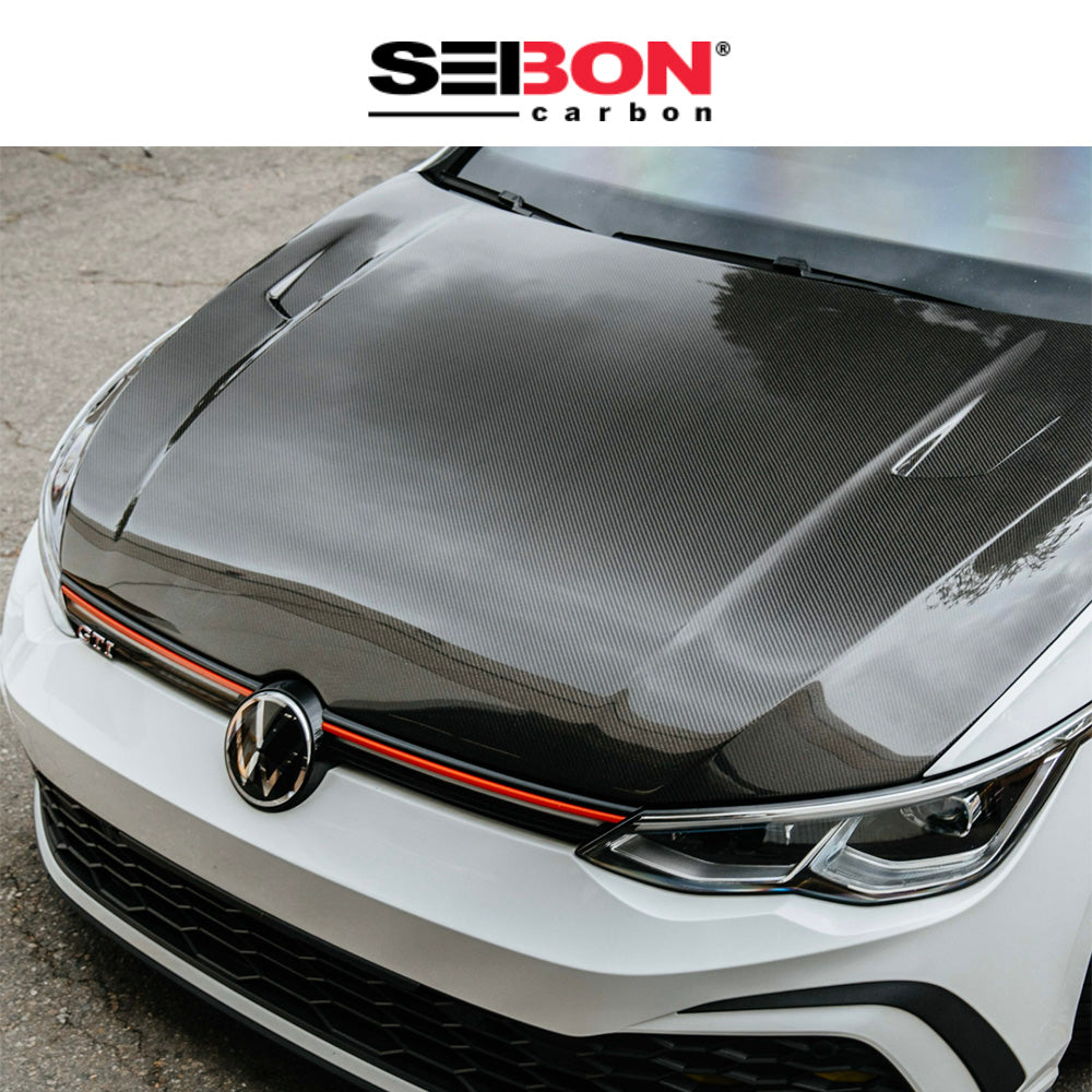 2022-2024年式フォルクスワーゲン ゴルフ GTI 用 セイボンカーボン TMスタイル カーボンファイバー製ボンネット Seibon Carbon TM-Style Carbon Fiber Hood For 2022 VW Golf MK8 (消費税、送料込み)