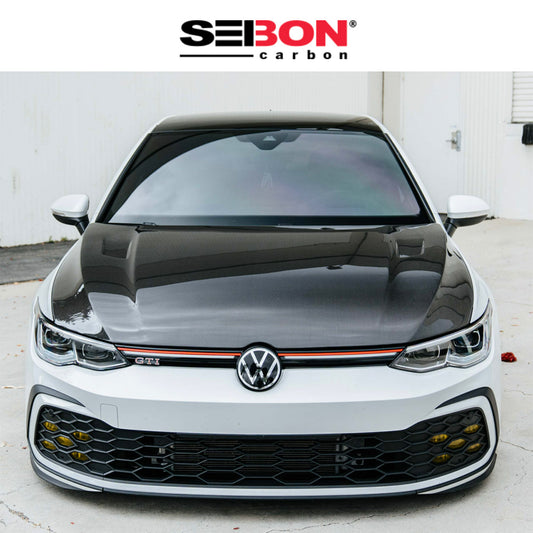 2022-2024年式フォルクスワーゲン ゴルフR用 セイボンカーボン TMスタイル カーボンファイバー製ボンネット Seibon Carbon TM-Style Carbon Fiber Hood For 2022 VW Golf MK8(消費税、送料込み)