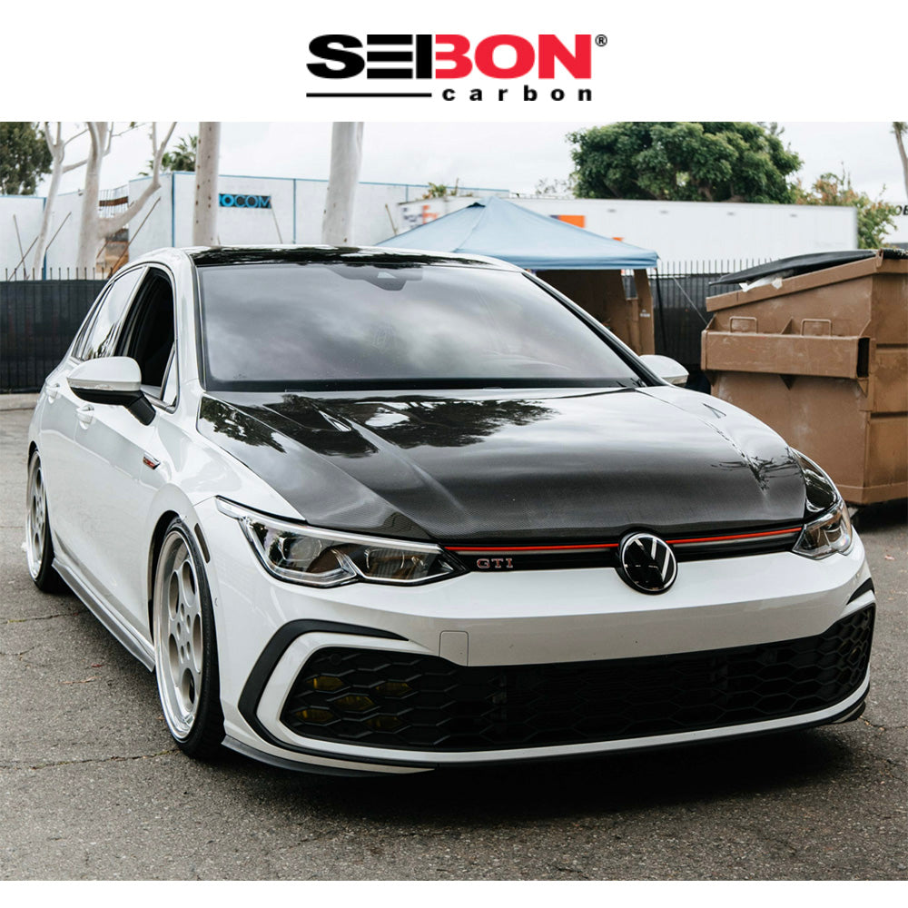 2022-2024年式フォルクスワーゲン ゴルフ GTI 用 セイボンカーボン TMスタイル カーボンファイバー製ボンネット Seibon Carbon TM-Style Carbon Fiber Hood For 2022 VW Golf MK8 (消費税、送料込み)