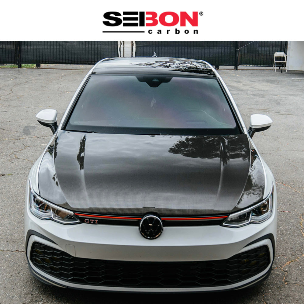 2022-2024年式 フォルクスワーゲン ゴルフR用 セイボンカーボン 純正スタイル カーボンファイバー製ボンネット Seibon Carbon OEM-Style Carbon Fiber Hood For 2022 VW Golf MK8 (消費税、送料込み)