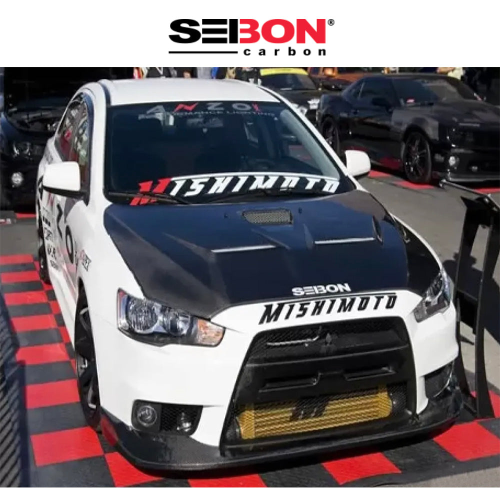 2008-2015年式 三菱 ランサー エボリューション Ⅹ用 セイボンカーボン CWスタイル カーボンファイバー製ボンネット　Seibon Carbon CW-Style Carbon Fiber Hood For 2008-2015 Mitsubishi Lancer EVO X (消費税、送料込み)