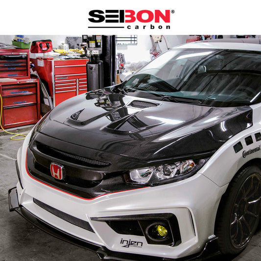 2016-2021年式 ホンダ シビック用 セイボンカーボン MRスタイル カーボンファイバー製ボンネット　Seibon Carbon MR-Style Carbon Fiber Hood For 2016-2021 Honda Civic 2DR/4DR (消費税、送料込み)