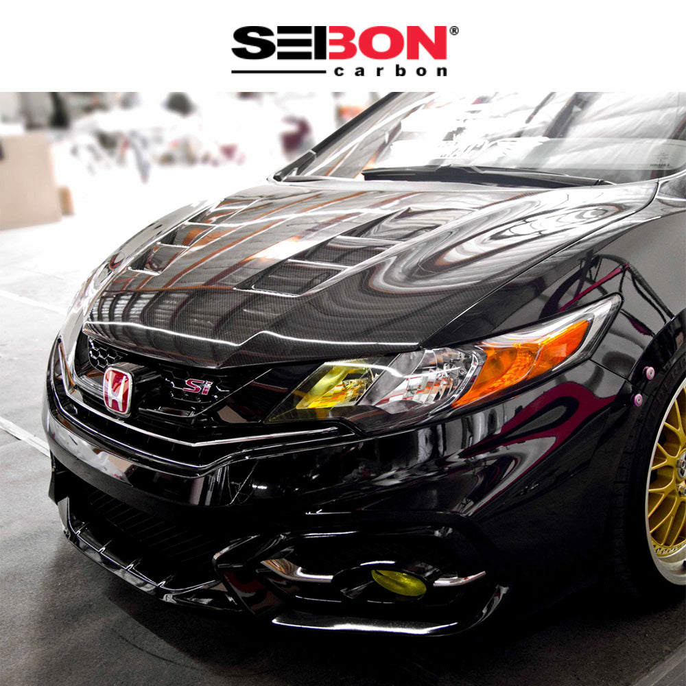 2014-2015年式 ホンダ シビック クーペ用 セイボンカーボン TSスタイル カーボンファイバー製ボンネット　Seibon Carbon TS-Style Carbon Fiber Hood For 2014-2015 Honda Civic 2DR (消費税、送料込み)
