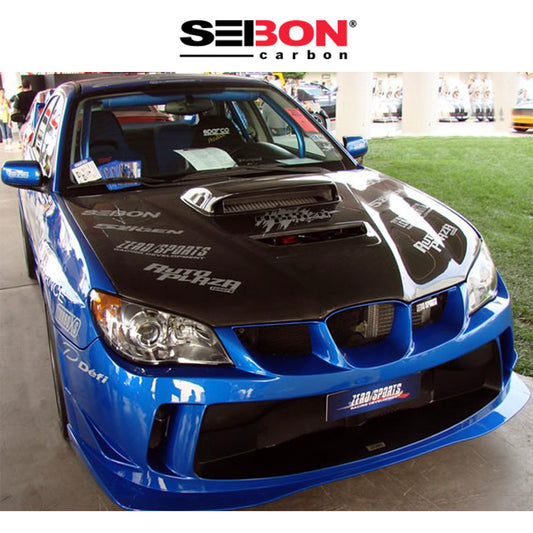 2006-2007年式 スバル WRX STI 用 セイボンカーボン RCスタイル カーボンファイバー製ボンネット　Seibon Carbon RC-Style Carbon Fiber Hood For 2006-2007 Subaru Impreza/WRX (消費税、送料込み)