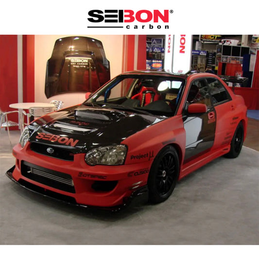 2004-2005年式 スバル WRX STI 用 セイボンカーボン RCスタイル カーボンファイバー製ボンネット　Seibon Carbon RC-Style Carbon Fiber Hood For 2004-2005 Subaru Impreza/WRX (消費税、送料込み)