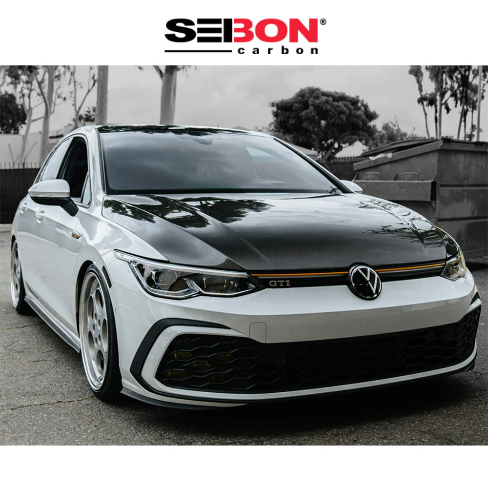 2022-2024年式 フォルクスワーゲン ゴルフR用 セイボンカーボン 純正スタイル カーボンファイバー製ボンネット Seibon Carbon OEM-Style Carbon Fiber Hood For 2022 VW Golf MK8 (消費税、送料込み)