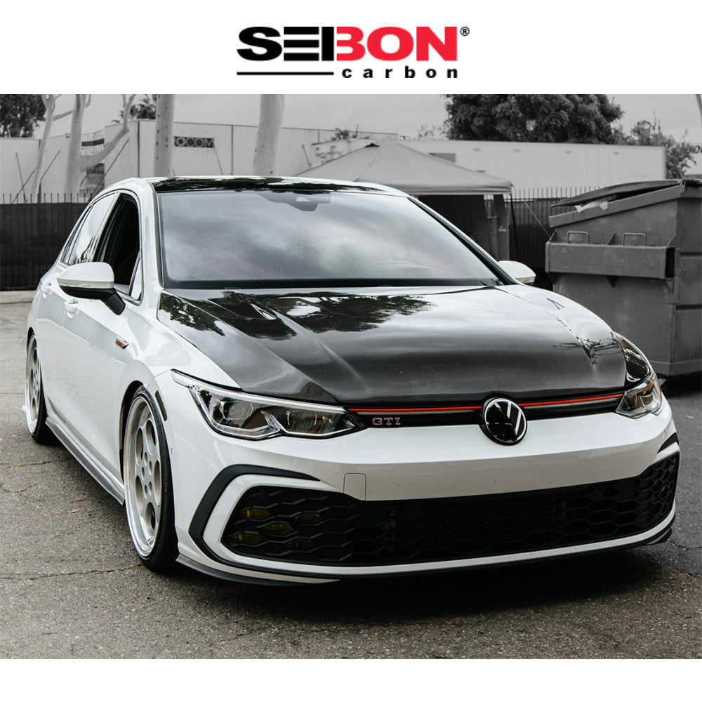 2022-2024年式フォルクスワーゲン ゴルフR用 セイボンカーボン TMスタイル カーボンファイバー製ボンネット Seibon Carbon TM-Style Carbon Fiber Hood For 2022 VW Golf MK8(消費税、送料込み)