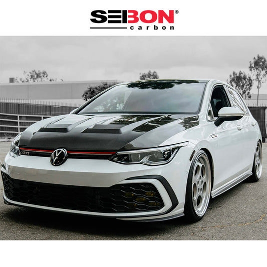 2022-2024年式フォルクスワーゲン ゴルフ GTI 用 セイボンカーボン DVスタイル カーボンファイバー製ボンネット Seibon Carbon DV-Style Carbon Fiber Hood For 2022 VW Golf MK8 (消費税、送料込み)