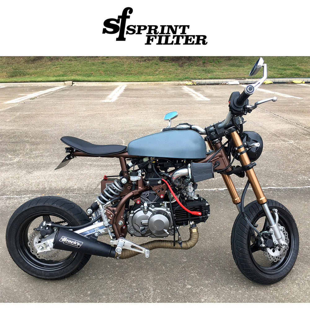 2017-2026年式カワサキ Ｚ１２５ＰＲＯ用スプリントフィルター製 P037-EX 高性能エアフィルター付き耐水ショートラム・エアインテークキット　Water-Resistant Short Ram Air Intake Kit P037-EX Kawasaki Z125 Pro (17-26) (消費税、送料込み)