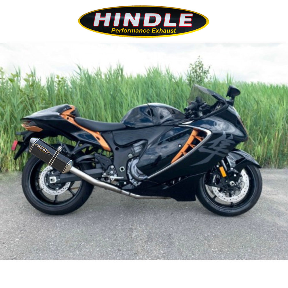 2022-2025年式スズキハヤブサ（ＧＳＸ１３００Ｒ　Ｈａｙａｂｕｓａ）用 ヒンドル製エボリューション フル排気システム(カーボン製マフラー、カーボンキャップ付き)　Hindle 75-0274 Hindle Evolution Full System Suzuki Hayabusa (消費税、送料込み)