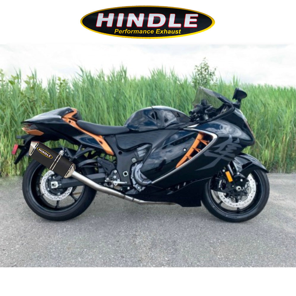 2022-2025年式スズキハヤブサ（ＧＳＸ１３００Ｒ　Ｈａｙａｂｕｓａ）用 ヒンドル製エボリューション フル排気システム(ブラックセラミックマフラー、ステンレスキャップ付き)　Hindle 75-0274 Hindle Evolution Full System Suzuki Hayabusa (消費税、送料込み)
