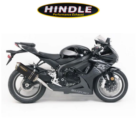 2011-2025年式 スズキ ＧＳＸ－Ｒ６００用 ヒンドル製エボリューション フルシステム(ブラックセラミックマフラー、ステンレスキャップ付き)　Hindle Evolution Full System Suzuki GSXR600/750 2011-23 (消費税、送料込み)
