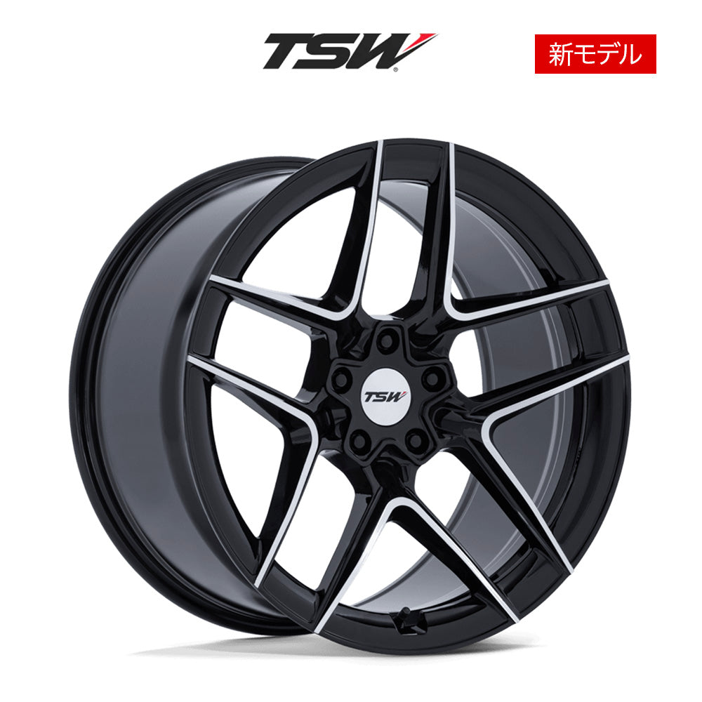 テスラモデル３用TSW スリップストリーム 20x9J ET 35 フロント、リア グロスブラック マシンドフェイス フロー成形アルミニウムホイール４本セット　TSW SLIPSTREAM 20X9 5X4.5 72 +35 GBLK-MCH (消費税、送料込み)