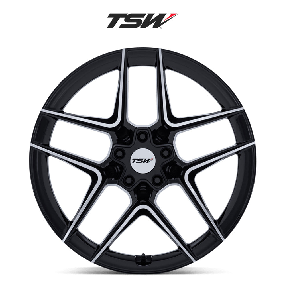 テスラモデル３用TSW スリップストリーム 20x9J ET 35 フロント、リア グロスブラック マシンドフェイス フロー成形アルミニウムホイール４本セット　TSW SLIPSTREAM 20X9 5X4.5 72 +35 GBLK-MCH (消費税、送料込み)