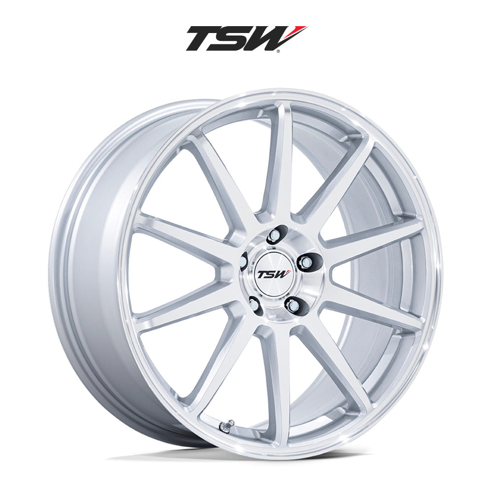 日産 ＧＴ－Ｒ用 TSW カナード 19x8.5J ET 35 フロント、19x10.5 ET 25 リア グロスシルバー／マシーンドフェイス フローフォーミング・アルミニウムホイール４本セット (消費税、送料込み)