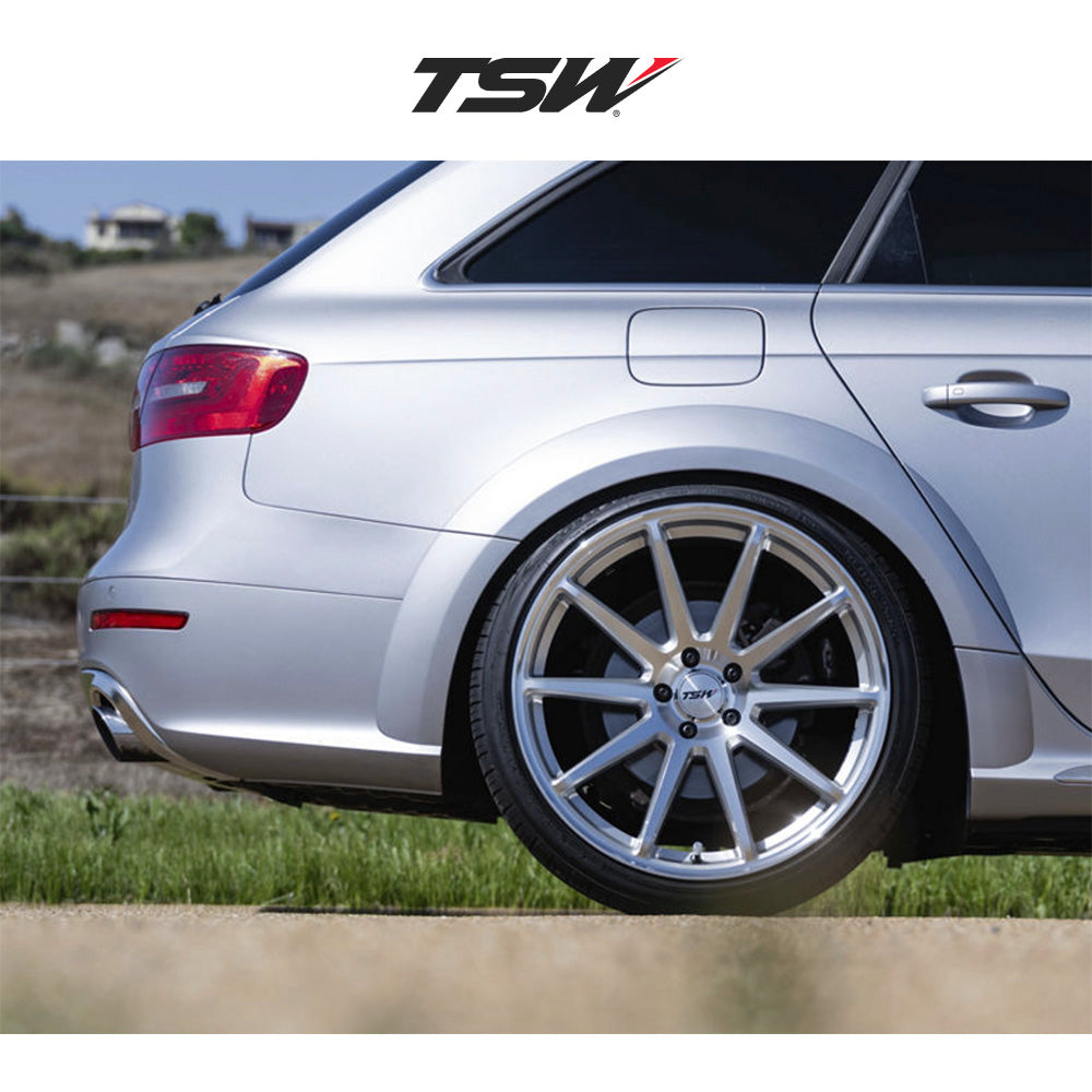 日産 ＧＴ－Ｒ用 TSW カナード 19x8.5J ET 35 フロント、19x10.5 ET 25 リア グロスシルバー／マシーンドフェイス フローフォーミング・アルミニウムホイール４本セット (消費税、送料込み)