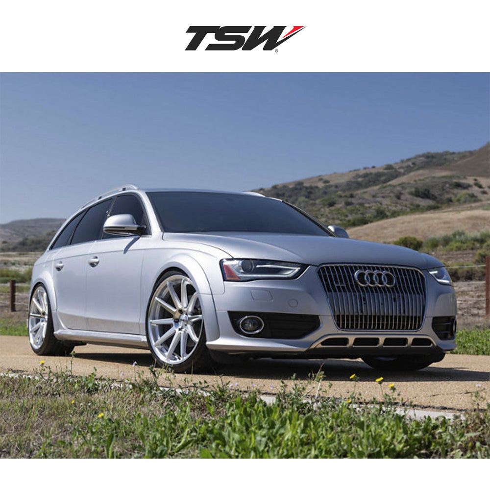 日産 ＧＴ－Ｒ用 TSW カナード 19x8.5J ET 35 フロント、19x10.5 ET 25 リア グロスシルバー／マシーンドフェイス フローフォーミング・アルミニウムホイール４本セット (消費税、送料込み)