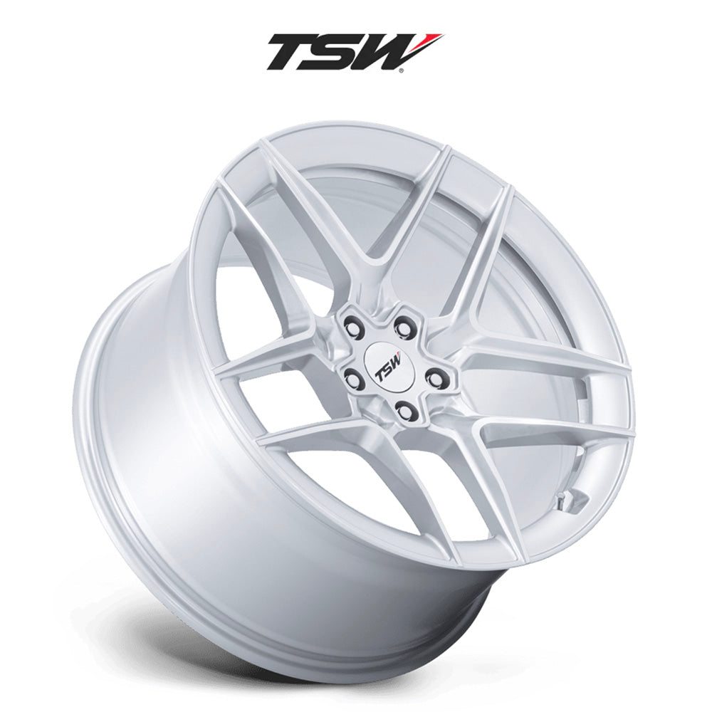 テスラモデルＹ用TSW スリップストリーム 20x9J ET 35 フロント、リア グロスシルバー マシンドフェイス フロー成形アルミニウムホイール４本セット　TSW SLIPSTREAM 20X9 5X4.5 72 +35 GSLV-MCH (消費税、送料込み)