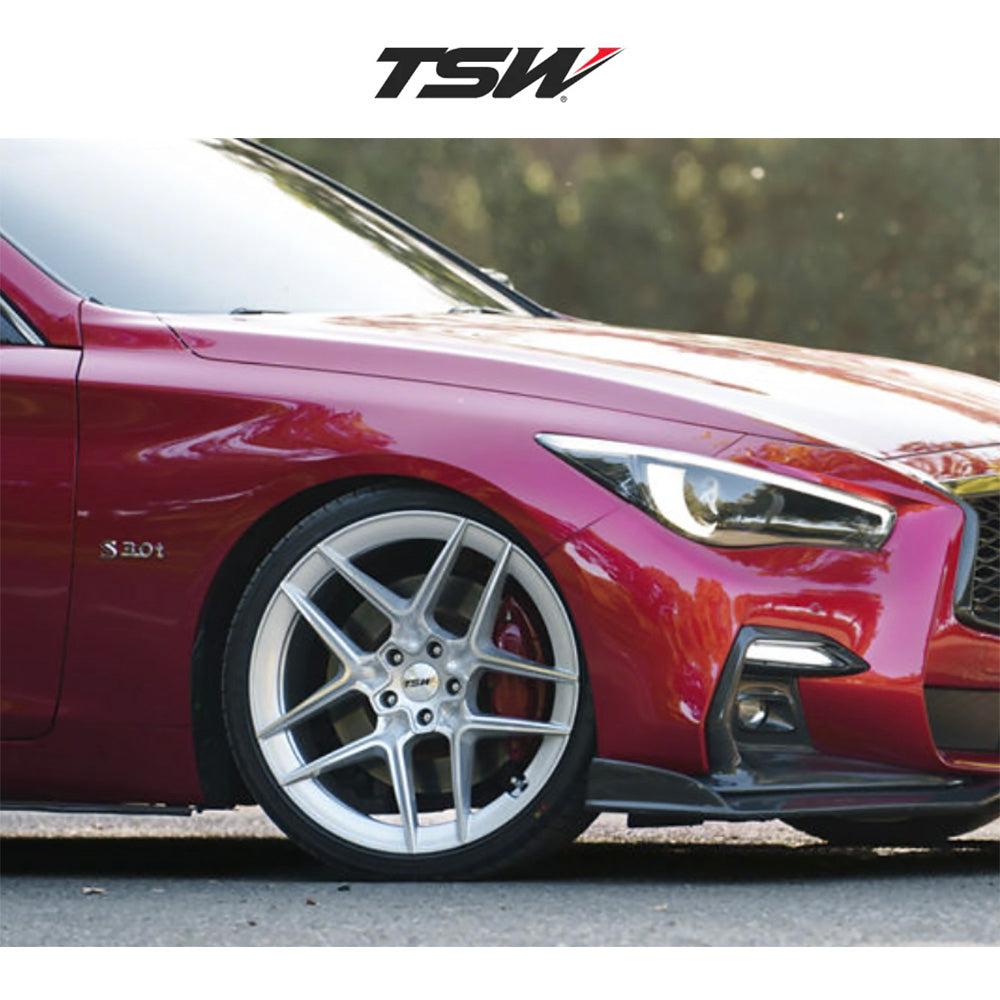 テスラモデルＹ用TSW スリップストリーム 20x9J ET 35 フロント、リア グロスシルバー マシンドフェイス フロー成形アルミニウムホイール４本セット　TSW SLIPSTREAM 20X9 5X4.5 72 +35 GSLV-MCH (消費税、送料込み)