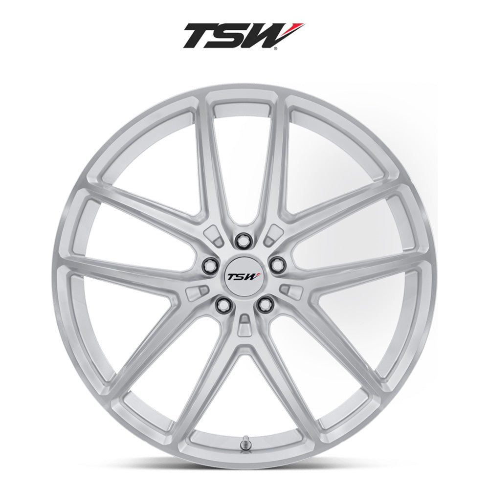 アウディ Ａ４用TSW イモラ 20x9J ET 45 フロント、リア グロスシルバーマシンドフェイス フロー成形アルミニウムホイール４本セット　TSW IMOLA 20X9 5X112 66 +45 M-BLK (消費税、送料込み)