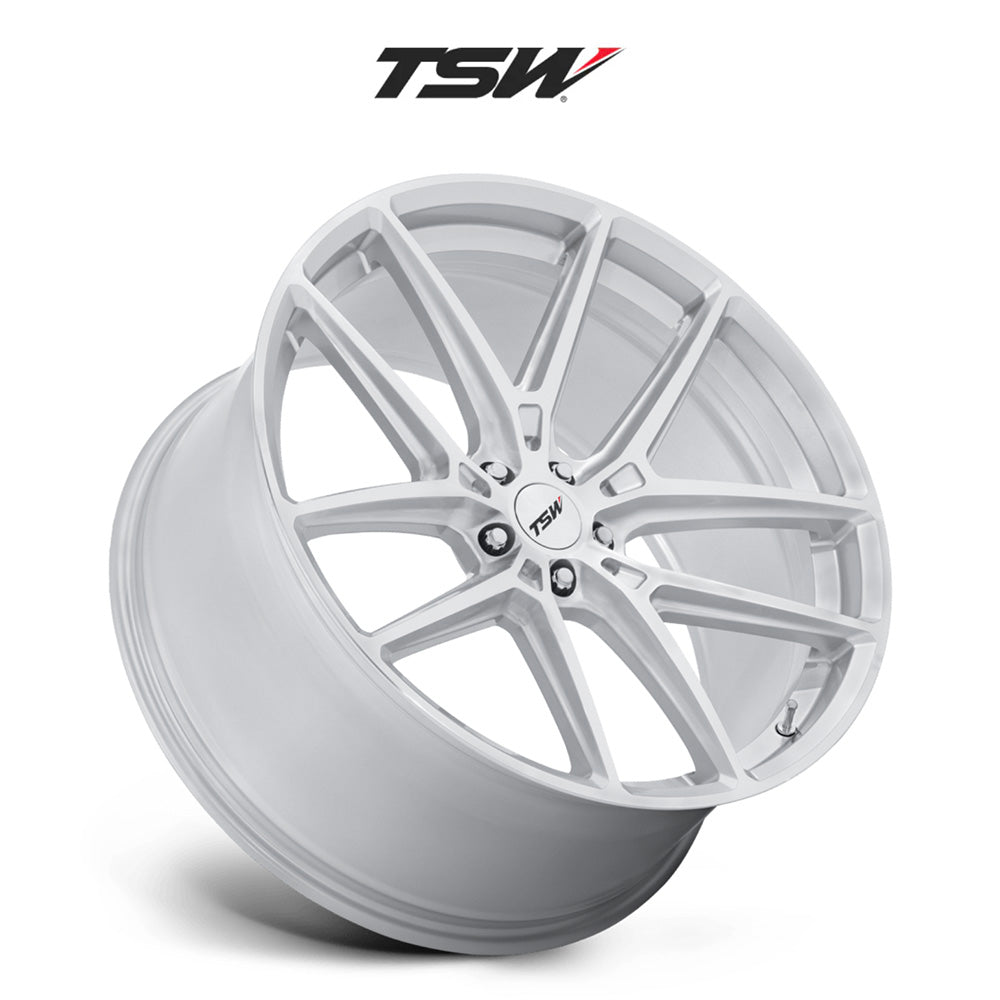 アウディ Ａ４用TSW イモラ 20x9J ET 45 フロント、リア グロスシルバーマシンドフェイス フロー成形アルミニウムホイール４本セット　TSW IMOLA 20X9 5X112 66 +45 M-BLK (消費税、送料込み)