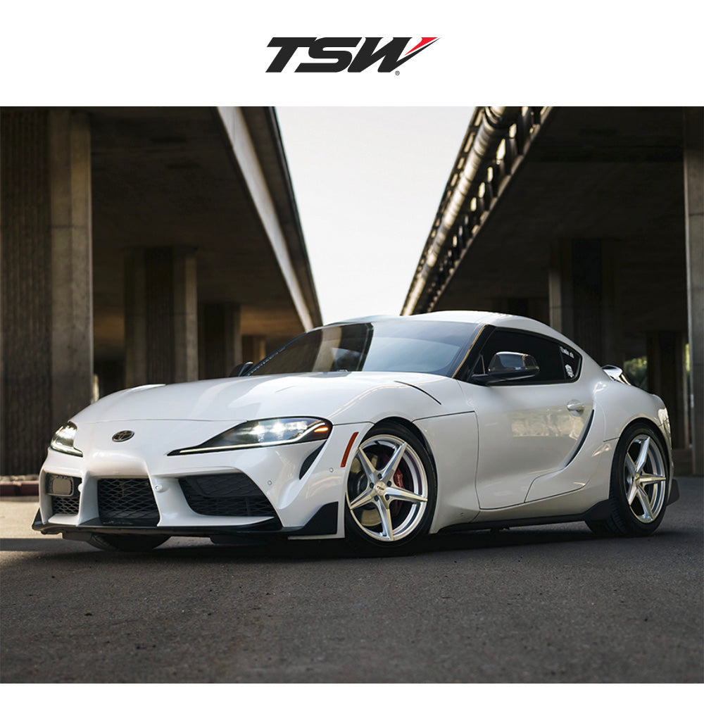 トヨタ GR スープラ用 TSW エスプリ 20x9J ET 20 フロント 20x10.5J ET 38 リア ハイパーシルバーマシンドフェイス フロー成形アルミニウムホイール４本セット　TSW ESPRIT 20X9 5X112 66 +20 H-SLV-MCH / ESPRIT 20X10.5 5X112 66 +38 H-SLV-MCH (消費税、送料込み)