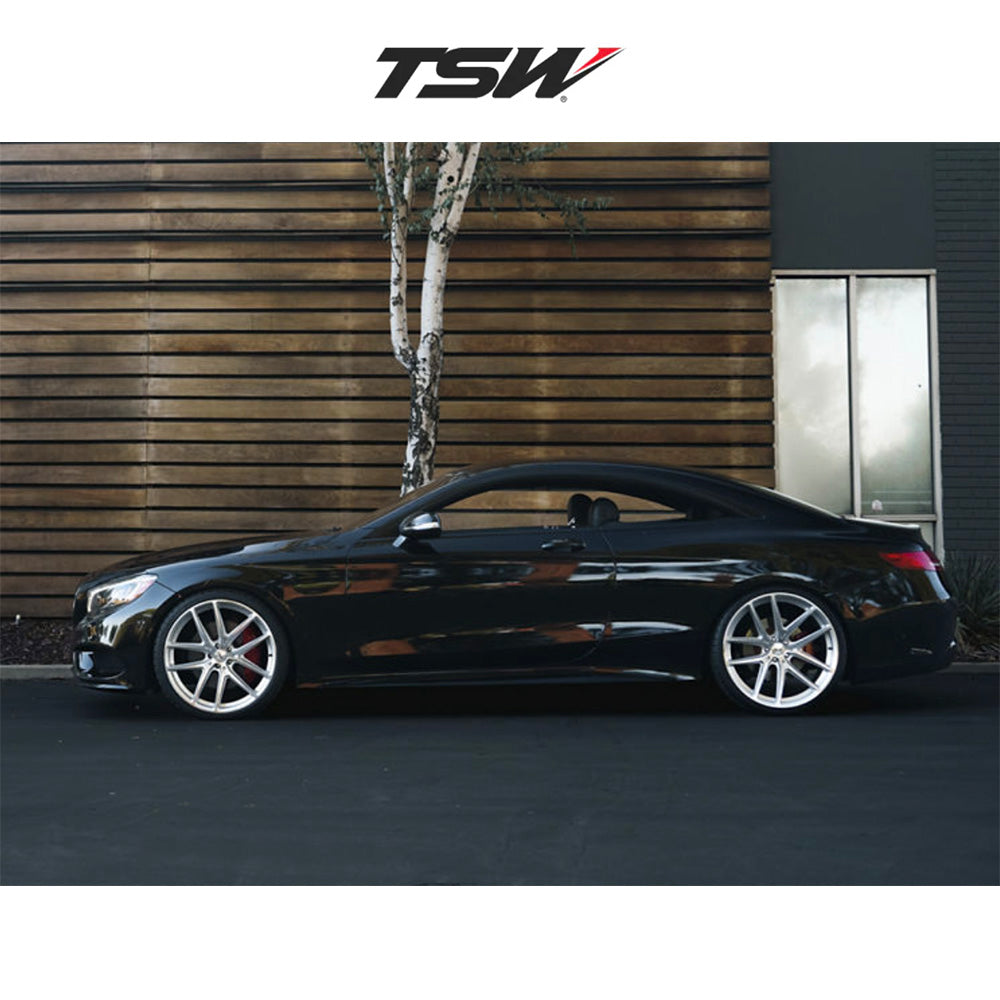 アウディ Ａ４用TSW イモラ 20x9J ET 45 フロント、リア グロスシルバーマシンドフェイス フロー成形アルミニウムホイール４本セット　TSW IMOLA 20X9 5X112 66 +45 M-BLK (消費税、送料込み)