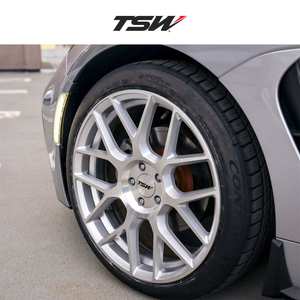 トヨタ ＧＲカローラ用 TSW ラサルト 18x8.5J ET 35 フロント、リア グロスシルバーマシンド フローフォーミング・アルミニウムホイール４本セット (消費税、送料込み)