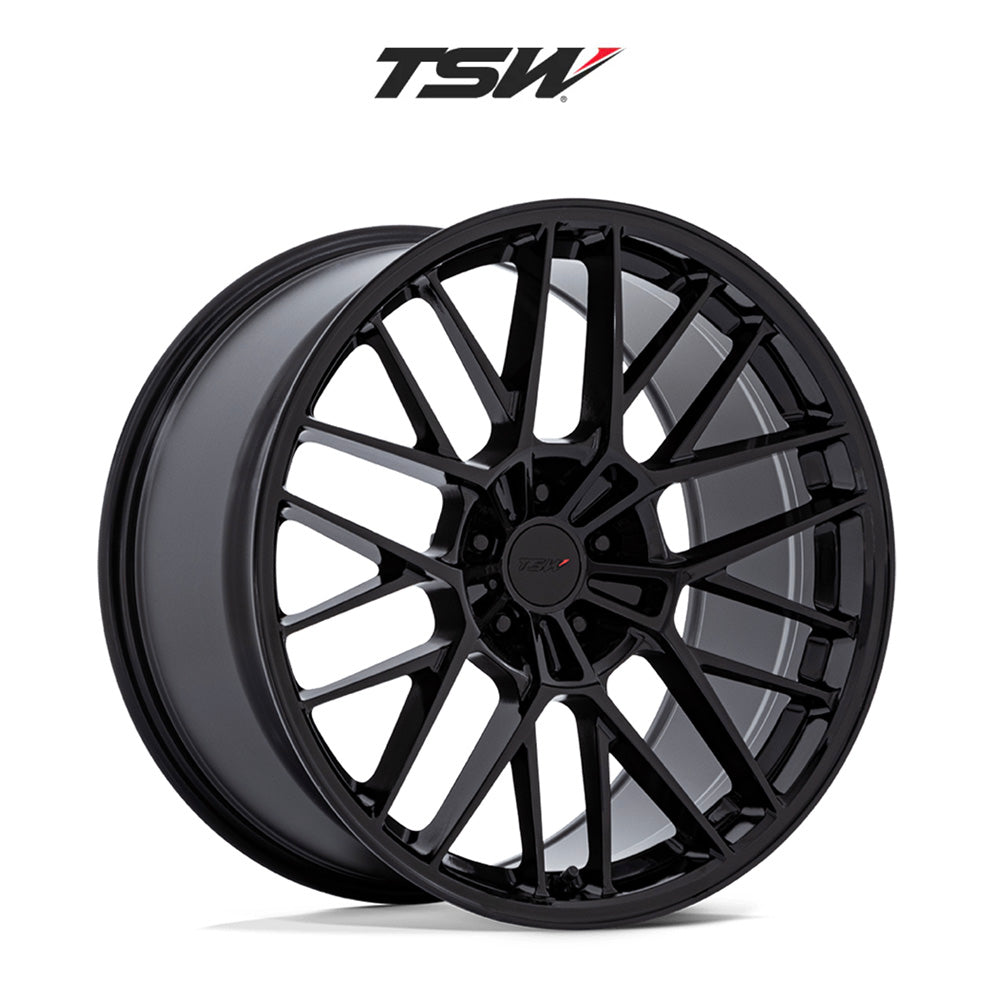 テスラモデルＹ用 TSW デイトナ 20x9J ET 35 フロント、リア グロスブラック フロー成形アルミニウムホイール４本セット TSW DAYTONA 20X9 5X4.5 72 +35 G-BLK (消費税、送料込み)