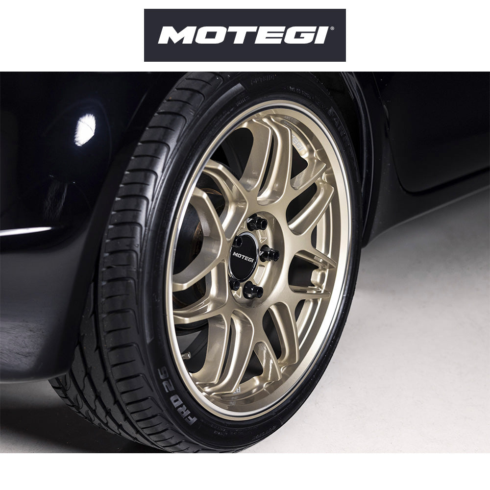 トヨタ ＧＲ８６ (Toyota GR86)用 モテギ レーシング ツバキ 18x9.5J ET 40 フロント&リア モータースポーツゴールド マシンドリップストライプ付きホイール４本セット Motegi TSUBAKI 18X9.5 5X100 56 +40 MOT-GLD MCH (送料無料)