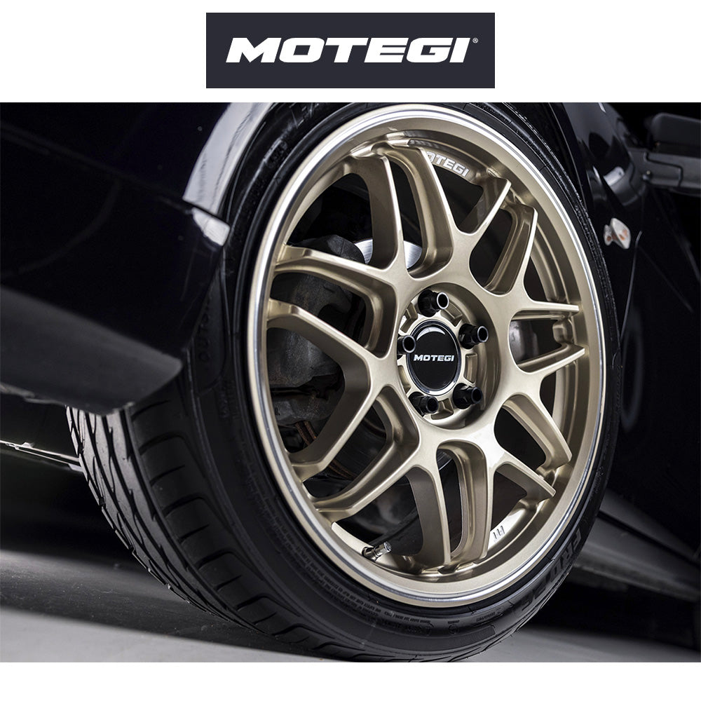 トヨタ ＧＲ８６ (Toyota GR86)用 モテギ レーシング ツバキ 18x9.5J ET 40 フロント&リア モータースポーツゴールド マシンドリップストライプ付きホイール４本セット Motegi TSUBAKI 18X9.5 5X100 56 +40 MOT-GLD MCH (送料無料)