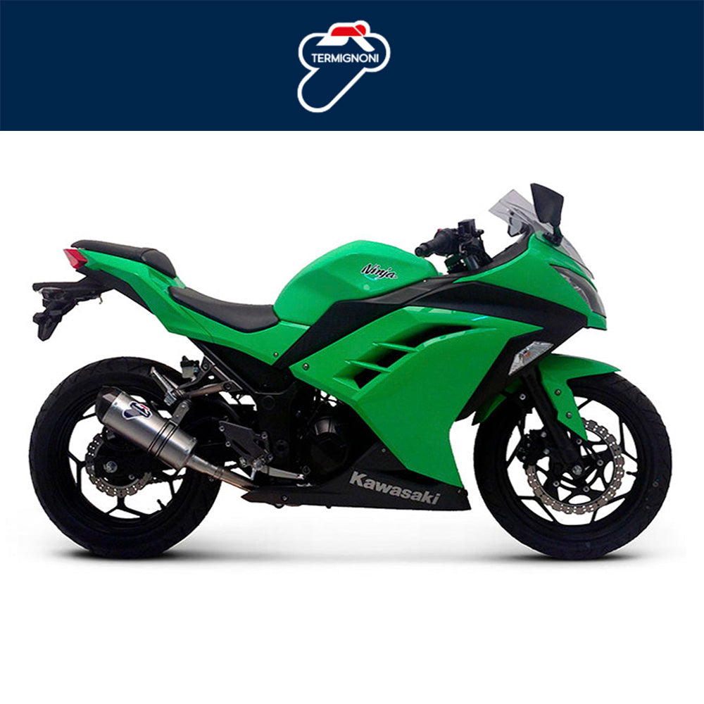 ２０１２年から２０１７年式モデル カワサキ Ｎｉｎｊａ　３００用テルミニョーニ レリバンス ステンレス/カーボン カーボンエンドキャップ付き スリップオン Termignoni Relevance Stainless/Carbon w/ Carbon End Cap Slip-On Ninja 300 (12-17) (送料無料)
